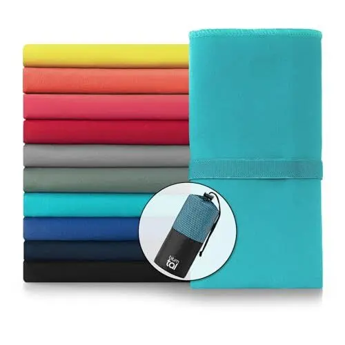 Produktbild: Blumtal Mikrofaser Handtuch 180x90 cm + 80x40 cm Set - Sporthandtuch aus schnelltrockneder Mikrofaser - Fitness Handtuch Sport - Mikrofaser Handtuch Set - Handtuch Fitnessstudio - Gym Towel Petrol
