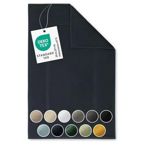 Produktbild: Blumtal Premium Frottier Badematte - Badeteppich Oeko-TEX® Zertifiziert, waschbarer Badvorleger 50x80cm, saugstark & weich, dunkelblau
