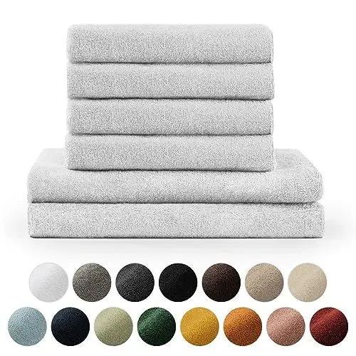 Produktbild: Blumtal Premium Frottier Handtücher Set 4 teilig 100% Baumwolle - Oeko-TEX zertifiziertes Badetuch 2X (70x140 cm) + Towel 4X (50x100 cm) - Ultra saugstarkes Frottiertücher Set - Handtücher Weiß