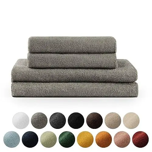 Produktbild: Blumtal Premium Frottier Handtücher Set 4 teilig 100% Baumwolle - Oeko-TEX zertifiziertes Badetuch 2X (70x140 cm) + Towel 2X (50x100 cm) - Ultra saugstarkes Frottiertücher Set - Handtücher Grau