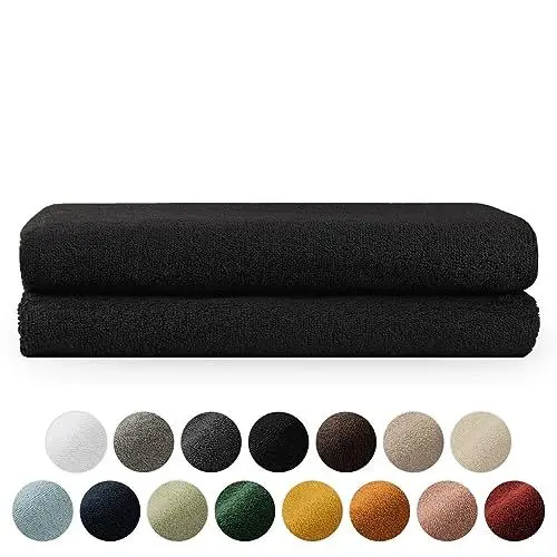 Produktbild: Blumtal Premium Frottier Handtücher Set 2 teilig 100% Baumwolle - Oeko-TEX zertifiziertes Badetuch 2X (70x140 cm) - Ultra saugstarkes Frottiertücher Set waschbar °60 - Handtuch Schwarz