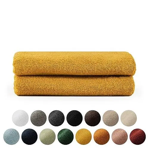 Produktbild: Blumtal Premium Frottier Handtücher Set 2 teilig 100% Baumwolle - Oeko-TEX zertifiziertes Towel 2X (50x100 cm) - Ultra saugstarkes Frottier Handtücher Set waschbar °60 - Towel - Handtuch Gelb