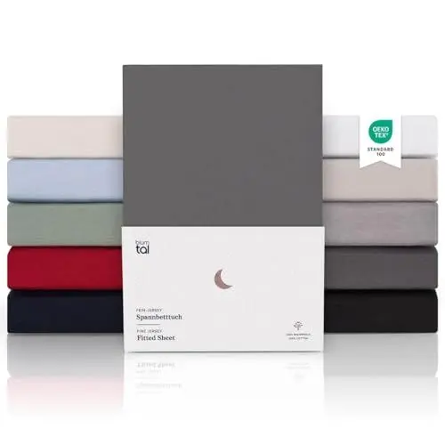 Produktbild: Blumtal® Premium Spannbettlaken 90x200cm 2er Set Jersey - Oeko-TEX zertifiziertes Bettlaken 90x200cm Baumwolle 100% - Spannleintuch 90x200 für Matratzen bis 25cm - 90x200 Spannbettlaken - Anthrazit