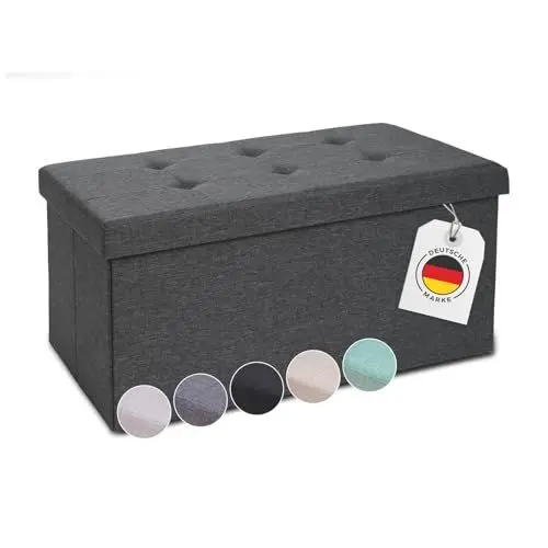 Produktbild: Blumtal Sitzbank mit Stauraum + extra Box - Truhenbank mit Stauraum 76x38x38 cm - Sitztruhe mit Stauraum - Bequemer Hocker mit Stauraum - Aufbewahrungsboxen - Polsterhocker - Sitzbox in Anthrazit