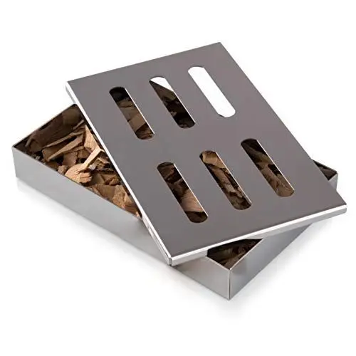 Produktbild: Blumtal Smoker Räucherbox aus rostfreiem Edelstahl - Gas-Grillzubehör oder Holzkohlegrill, 20x13x3,5cm, Silber