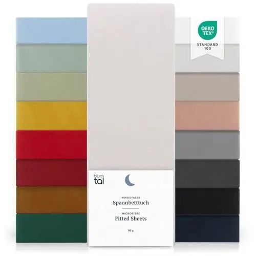 Produktbild: Blumtal® Spannbettlaken 120x200cm - Bettlaken 120x200 aus Microfaser - Oekotex zertifiziertes Spannbetttuch 120x200 - Spannbettlaken 120x200 / Spannleintuch 120x200 - Bettlaken - Moonlight Grey-Grau