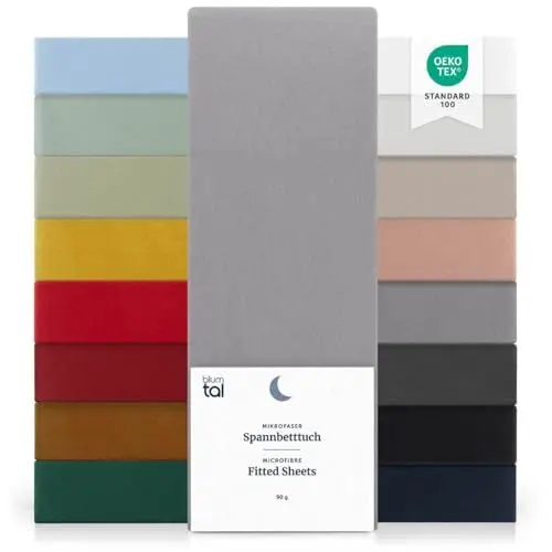 Produktbild: Blumtal® Spannbettlaken 140x200 cm - Bettlaken aus Microfaser - Oekotex zertifiziertes Spannbetttuch Leintuch - Bettspanntuch - Grau