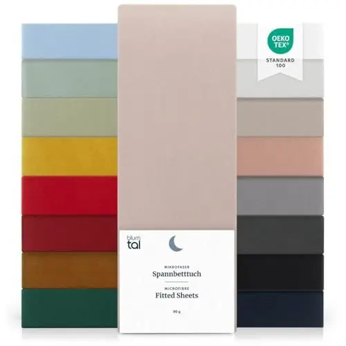 Produktbild: Blumtal® Spannbettlaken 160x200cm aus Microfaser - Oekotex zertifiziertes Bettlaken 160x200 - Spannbetttuch 160x200 / Bettlaken 160x200 - Spannbettlaken - 160x200 cm Spannleintuch - Taupe