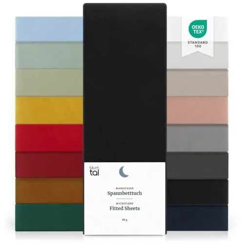 Produktbild: Blumtal® Spannbettlaken 160x200cm aus Microfaser - Oekotex zertifiziertes Bettlaken 160x200 im 2er Set - Spannbetttuch 160x200 / Bettlaken 160x200 - Spannbettlaken - 160x200 cm Spannleintuch - Schwarz