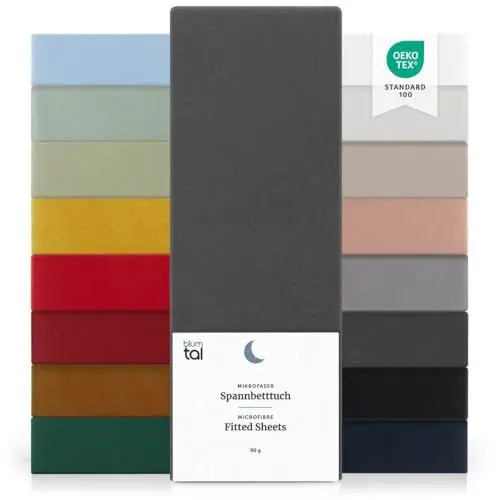 Produktbild: Blumtal® Spannbettlaken 160x200cm aus Microfaser - Oekotex zertifiziertes Bettlaken 160x200 - Spannbetttuch 160x200/Bettlaken 160x200 - Spannbettlaken - 160x200 cm Spannleintuch - Anthrazit