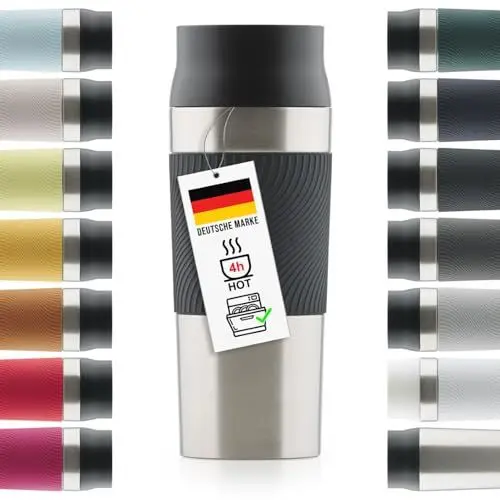 Produktbild: Blumtal Thermobecher 350 ml - Kaffeebecher to go aus Edelstahl - auslaufsicherer Isolierbecher kalt/heiß - 360° Trinköffnung - Thermosbecher mit Quick-Press-Verschluss - Thermo Kaffeebecher - Schwarz