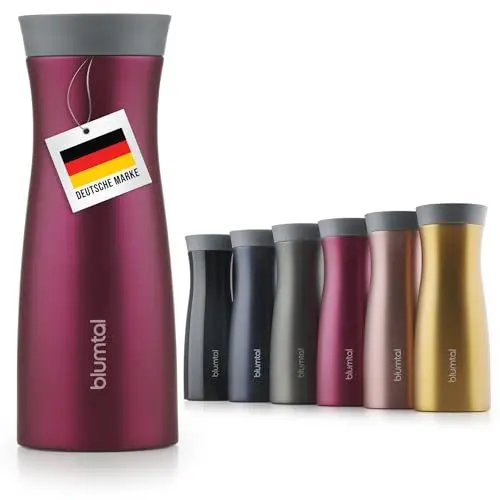 Produktbild: Blumtal Thermobecher 380 ml - Kaffeebecher to go aus Edelstahl - auslaufsicherer Isolierbecher kalt/heiß - Coffee Mug + 360° Trinköffnung - Thermobecher Kaffee to go + Quick-Press-Verschluss - Pink