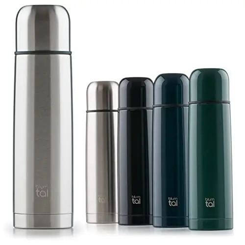 Produktbild: Blumtal® Thermosflasche 1L - BPA-freie Thermoskanne für warm&kalt - auslaufsichere Isolierflasche 1L aus Edelstahl rostfrei - Thermosflasche mit Becher - Thermoflasche - Stainless Steel - Silber