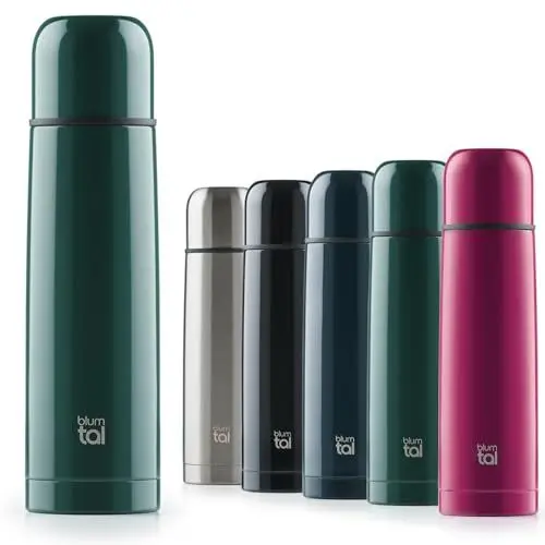 Produktbild: Blumtal® Thermosflasche 1L - BPA-freie Thermoskanne für warm&kalt - auslaufsichere Isolierflasche 1000ml aus Edelstahl rostfrei - Thermoskanne mit Becher - Isolierkanne 1L - Thermokanne - Dunkelgrün