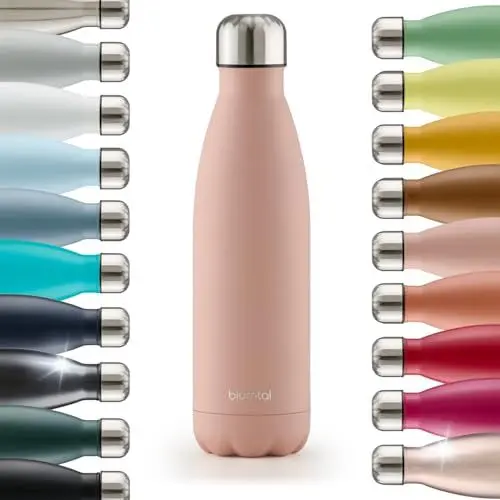 Produktbild: Blumtal® Trinkflasche Edelstahl Charles - Thermosflasche 1000 ml - BPA-freie Thermo Trinkflasche kalt&warm - auslaufsichere Trinkflasche Metall - Edelstahlflasche/Metallflasche - Mellow Rose - Rosa
