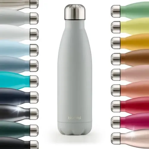 Produktbild: Blumtal® Trinkflasche Edelstahl Charles - Thermosflasche 500 ml - BPA-freie Thermo Trinkflasche kalt&warm - auslaufsichere Trinkflasche Metall 500 ml - Thermos Trinkflasche - Ultimate Grey - Grau
