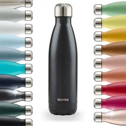 Produktbild: Blumtal® Trinkflasche Edelstahl Charles - Thermosflasche 750 ml - BPA-freie Thermo Trinkflasche kalt&warm - auslaufsichere Trinkflasche Metall 750 ml - Thermos Trinkflasche - Metall Schwarz