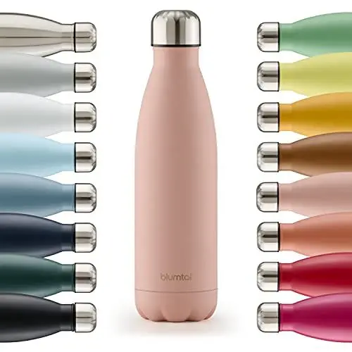 Produktbild: Blumtal® Trinkflasche Edelstahl Charles - Thermosflasche 500 ml - BPA-freie Thermo Trinkflasche kalt&warm - auslaufsichere Trinkflasche Metall - Edelstahlflasche/Metallflasche - Mellow Rose - Rosa