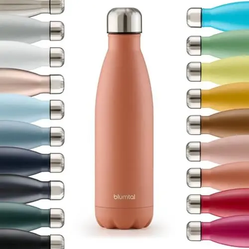 Produktbild: Blumtal Trinkflasche 500 ml Edelstahl - auslaufsichere Isolierflasche - BPA-freie Trinkflasche kalt & warm - doppelwandige Insulated Bottle - rostbeständige Isolierflasche Cameo Brown - Braun