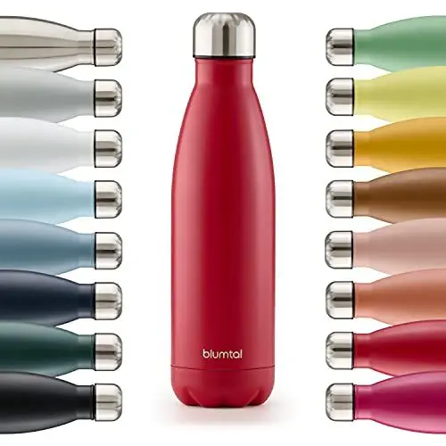 Produktbild: Blumtal® Trinkflasche Edelstahl Charles - Thermosflasche 500 ml - BPA-freie Thermo Trinkflasche kalt&warm - auslaufsichere Trinkflasche Metall - Thermos Trinkflasche - Trinkflasche 500 ml - Rot