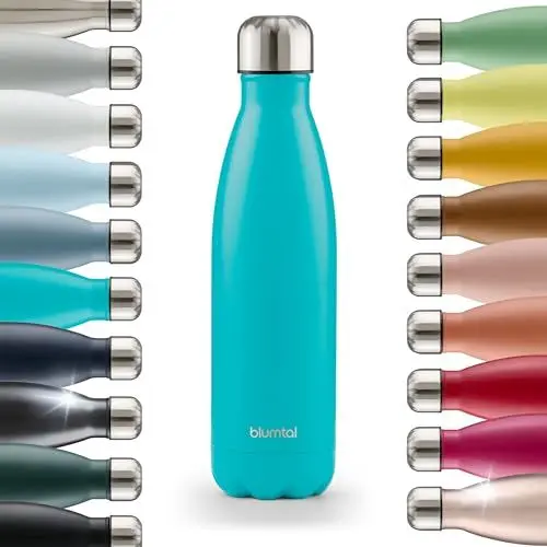 Produktbild: Blumtal® Trinkflasche Edelstahl Charles - Thermosflasche 350 ml - BPA-freie Thermo Trinkflasche kalt&warm - auslaufsichere Trinkflasche Metall 350 ml - Thermos Trinkflasche - Petrol