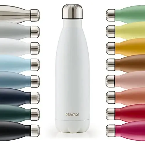 Produktbild: Blumtal® Trinkflasche Edelstahl Charles - Thermosflasche 500 ml - BPA-freie Thermo Trinkflasche kalt&warm - auslaufsichere Trinkflasche Metall - Thermos Trinkflasche - Trinkflasche Thermo - Weiß