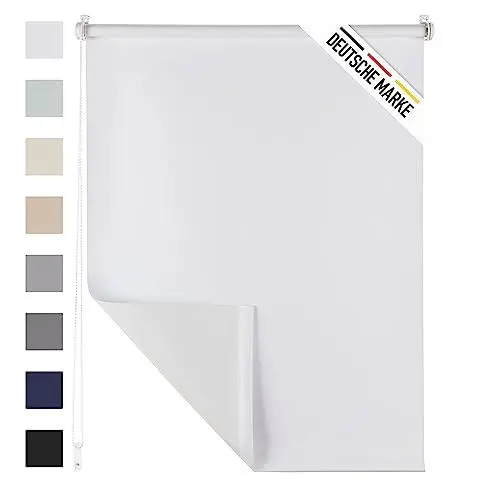 Produktbild: Blumtal Verdunklungsrollo 90 x 130-155 cm im 2er Set - Klemmfix Rollo ohne Bohren - Thermorollo Klemmfix - Fensterrollo Innen für Fenster und Türen - Klemmrollo - Sichtschutz Rollo in Weiß