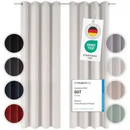 Produktbild: Blumtal Verdunklungsvorhänge 2er Set - Thermovorhang Hitzeschutz - Vorhang Blickdicht mit Ösen - Gardinenschals mit Schlaufen - Vorhänge mit Ösen - Gardinen 175x140 cm-Curtain - Moonlight Grey - Grau