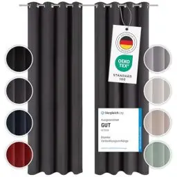 Produktbild: Blumtal Verdunklungsvorhänge 2er Set - Thermovorhang Hitzeschutz - Vorhang Blickdicht mit Ösen - Gardinenschals mit Schlaufen - Thermogardine-Gardinen 175x140cm - Vorhänge Schlafzimmer - Anthrazit