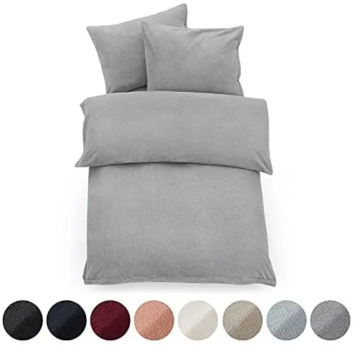Produktbild: Blumtal Winter Bettwäsche 220x240 cm & 2 Kissenbezüge 40x80 cm – Teddy Fleece Bettwäsche mit Cashmere Touch- Plüsch Winterbettwäsche - Flauschige Kuschelbettwäsche Grau