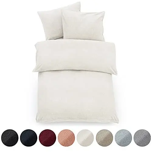 Produktbild: Blumtal Winter Bettwäsche 220x260 cm & 2 Kissenbezüge 40x80 cm – Teddy Fleece Bettwäsche mit Cashmere Touch, Plüsch Winterbettwäsche - Flauschige Kuschelbettwäsche in Natur