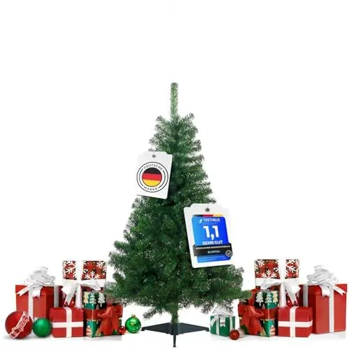 Produktbild: Blumtal künstlicher Weihnachtsbaum 120cm - Weihnachtsbaum künstlich mit naturgetreuen PVC-Nadeln und robustem Stellfuß - künstlicher Weihnachtsbaum klein - Christbaum - Kunst Tannenbaum künstlich