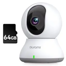 Produktbild: blurams 2K Überwachungskamera Innen, 360°WLAN Kamera+64G MicroSD,Bewegungsverfolgung Nachtsicht Haustier Kamera mit Zwei-Wege-Audio,kompatibel mit Alexa und Google(2,4 GHz Wi-Fi)
