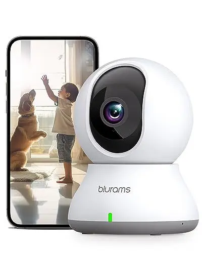 Produktbild: blurams 2K Überwachungskamera Innen, 360° WLAN Kamera,2.4G/5G, Bewegungsverfolgung Nachtsicht Haustier Kamera mit Zwei-Wege-Audio,kompatibel mit Alexa und Google