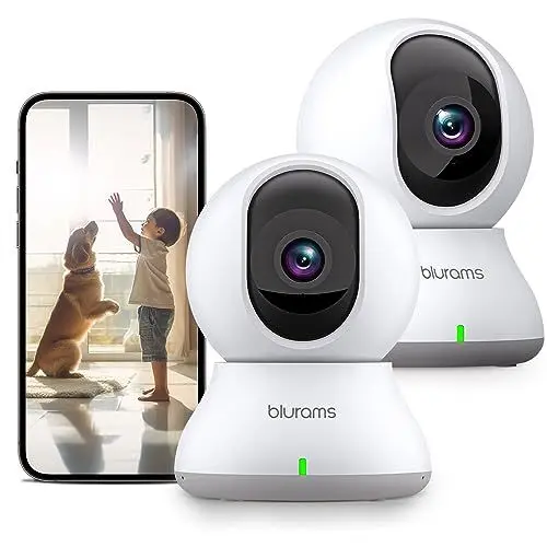 Produktbild: blurams Überwachungskamera Innen 2K,WLAN IP Kamera,360 Grad Kamera Schwenkbar Hundekamera mit Zwei-Wege-Audio,IR-Nachtsicht, Personenerkennung und Bewegungserfassung (2,4 GHz Wi-Fi) (2K-2PCS)