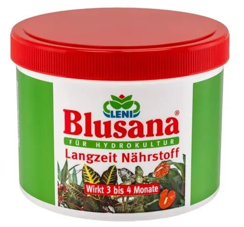 Produktbild: Blusana Langzeitdünger Lewatit HD 50 für Zierpflanzen in Hydrokultur | NPK mineralischer Dünger mit Ionenaustauscher 3-4 Monate Wirkung | Dose 500 ml Granulat