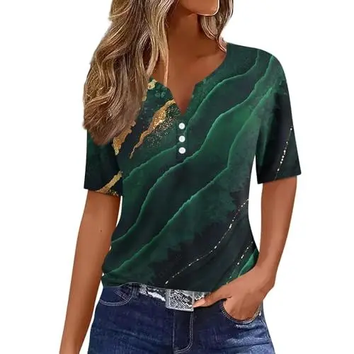 Produktbild: Bluse Damen Bluse Damen Elegant Safari Kleidung Damen Top Schulterfrei Damen Hippie Shirt Damen Zipfelkleid Gothic Bluse Tshirt Damen Damen Tshirt Weiß Hemden Damen T-Shirt Grün 3XL