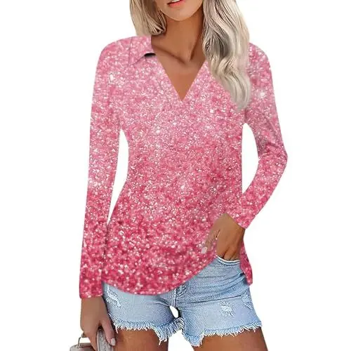 Produktbild: Bluse Damen Elegant Business Oberteil Damen Longsleeve Damen Weiß Dirndl Bluse Damen Bluse Beige Damen Top Lang Damen Satin Bluse Damen Shirts Langarm Pullover mit Herzen Rosa S