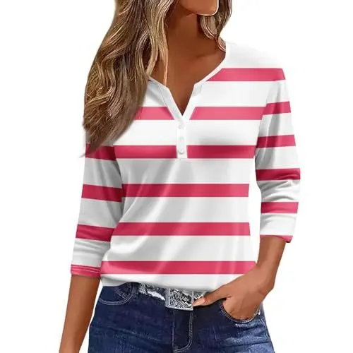 Produktbild: Blusen Damen Damen Shirt Damenblusen 3/4 Arm Blusen & Tuniken für Damen T Shirt Schwarz Damen Tshirt Damen Elegant Tunika Lang Shirt Damen 3/4 Arm Longshirt Damen Große Größen Rosa M