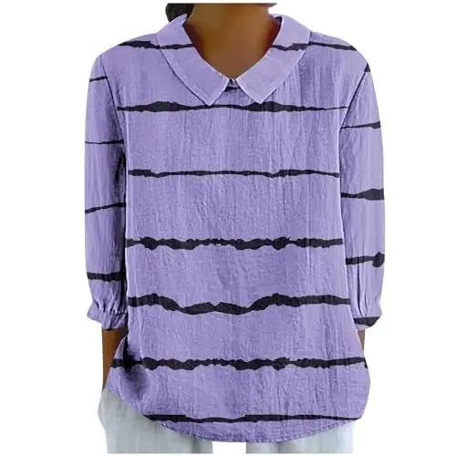 Produktbild: Blusen & Tuniken für Damen Damen Bluse Sommer Bluse Leinenbluse T-Shirt Damen Große Größen Damen Longshirt Sommer Hemdbluse Damen Sommer Trachtenbluse Damen Weiß Hemdbluse Damen Sommer