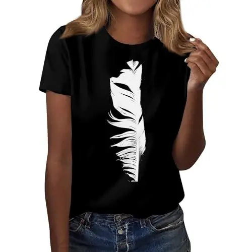 Produktbild: Blusentops Damen Ärmellos Going Out Tops Shirt Baumwolle Damen Shirt Rückenausschnitt Cute Tops Oversize Damen Rote Oberteile für Damen Bluse Kurzarm Damen Elegant Damen Weiß M