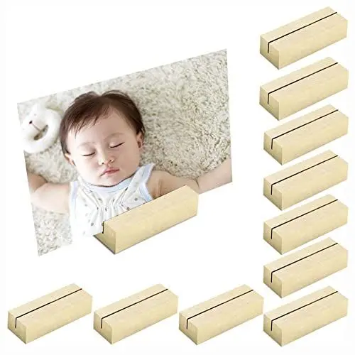 Produktbild: BluVast Kartenhalter, 10er-Pack Holz, Menükartenhalter, Postkartenhalter, Fotohalter, Hochzeitstischnummer, Platzkartenhalter, Fotoständer, Brown, Holz