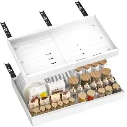 Produktbild: BLYLUND Teleskopschublade, Verstellbarer Schrank Organizer ohne Bohren, Ausziehbare Schublade Küche zum Kleben, Küchenschrank Organizer Ausziehbar Kein Bohren Ausziehbare Schublade,(Weiß,1 Stück)