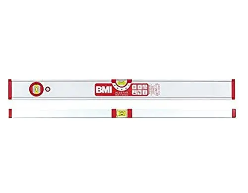 Produktbild: BMI Alu-Profil Wasserwaage ALUSTAR (80 cm lang, kantenlose Horizontal-Libelle mit Lupen-Effekt, hohe Messgenauigkeit 0,5 mm/m, mit Gummiendkappen) 694080E