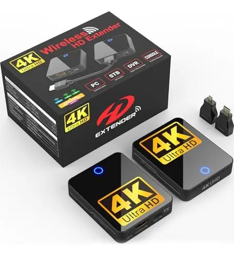 Produktbild: BMOSTE Wireless HDMI Transmitter and Receiver 4K, 9 Setable Wi-Fi Channels, 200FT/60M, 3rd Gen Antenna, Streaming Video Audio