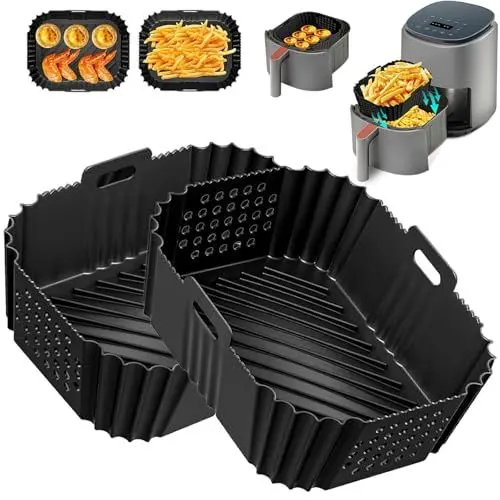 Produktbild: BMSQOFD 2 Stück Ninja Silikon Einsätze, 9.5L Ninja Double Stack XL, Wiederverwendbar Ninja Double Stack xl Zubehör, Silikon Ninja double Stack XL Geeignet für Mikrowelle Backofen Fritteuse 2er
