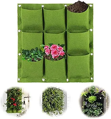 Produktbild: BN 9 Taschen Pflanzen-Tasche Pflanzgefäße Taschen Hängende Pflanzentasche Für Pflanzen für Balkon & Terrasse, Wandbegrünung, Balkon, Haus, Garten