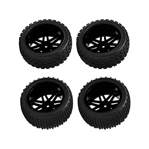 Produktbild: Bnineteenteam RC Autoreifen, RC Gummireifen 86mm Felgenradreifen mit V-Loch-Kontur Car Model Parts f¨¹r WLToys 144001 124018 124019 12428 1/10 RC Auto Upgrade Teile(Schwarz)