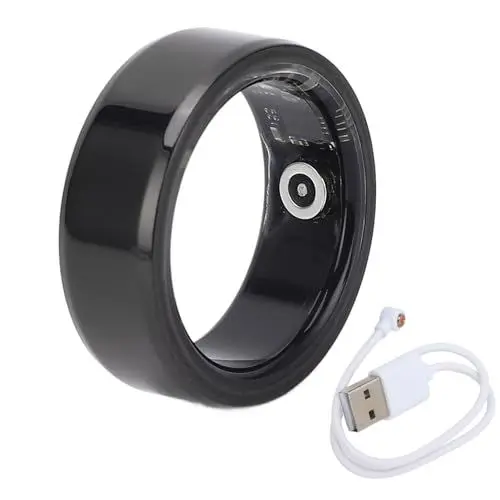 Produktbild: Bnineteenteam Smart Ring, BT Gesundheitsüberwachungsring, Wasserabweisender Fitness-Tracking-Ring, Innovatives Design, Fingerring-Monitor, Schwarz, Zum Gehen, Laufen, Radfahren, Wandern (#8)