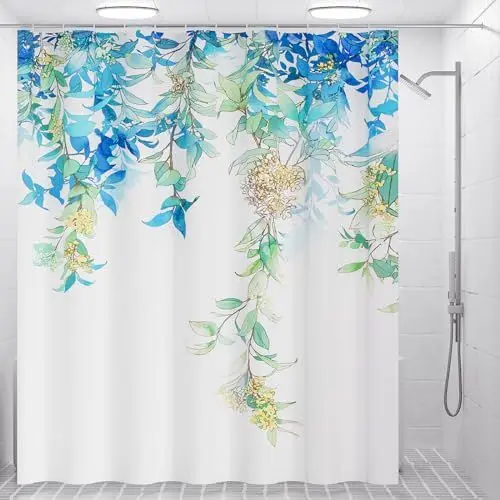 Produktbild: BNIVIAM Duschvorhang 180x200 cm, Waschbarer Duschvorhang mit 12 Haken, Polyester, Anti-Schimmel Duschvorhang, Shower Curtain für Badezimmer & Badewanne - Osmanthus Motiv